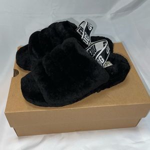 Fluff Ugg Slide🖤🤍